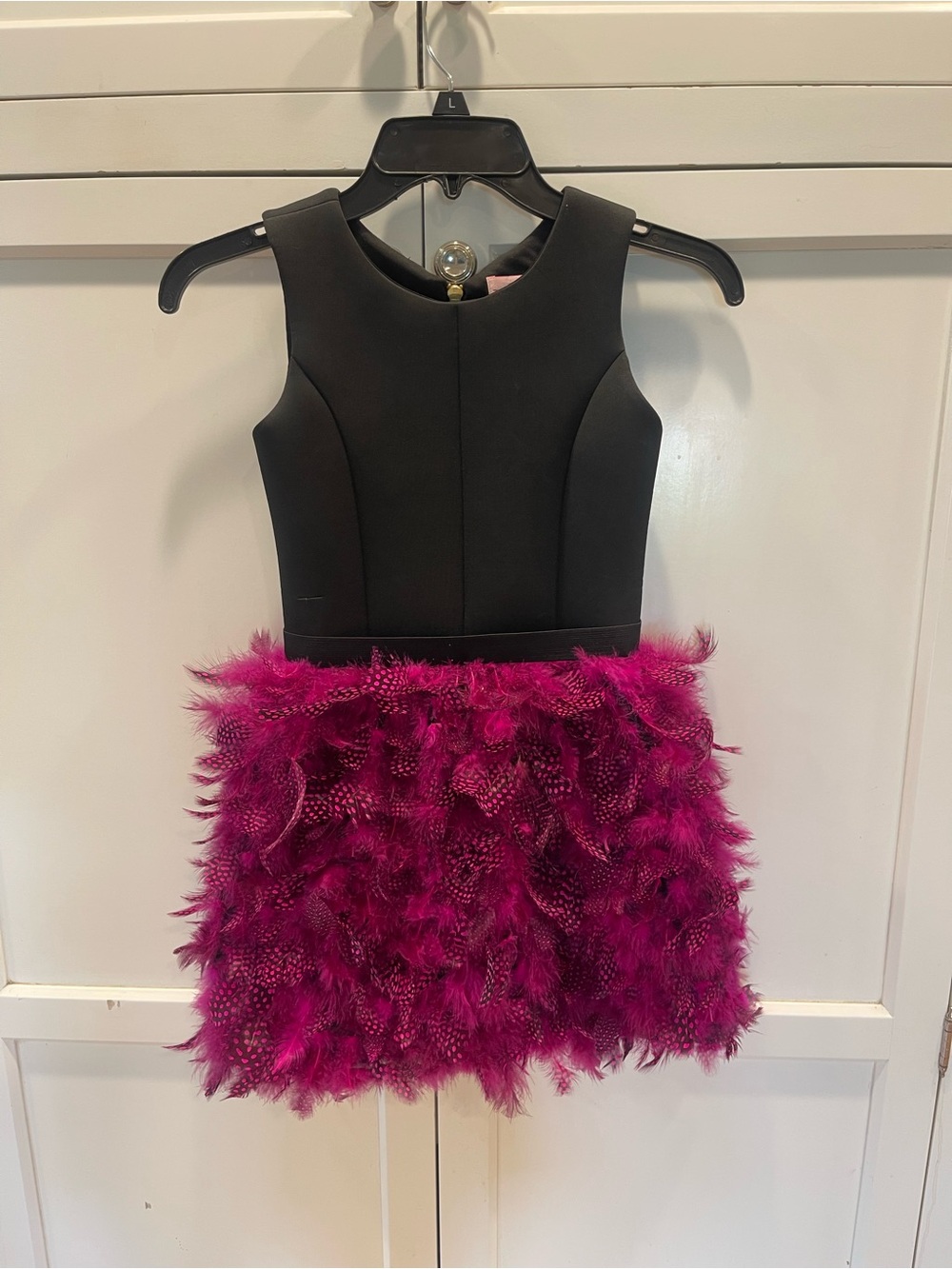 ZOE Limited Girls Size 8 Black & Fuchsia Feather Skirt Party Dress